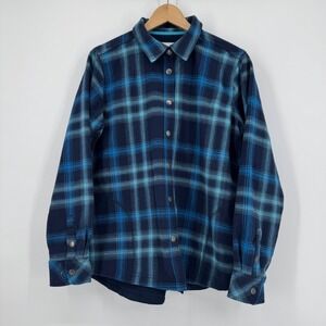Orvis Womens XL Flannel Blue Classic Collection Plaid Lined Shirt Jacket XL